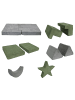 relaxdays 10tlg. Kinder-Spielsofa Set "Velours" in Grau/ Grün - (B)140 x (H)45 x (T)65 cm