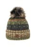 Faera Bommelmütze mit Kunstfell-Bommel und Fleece Futter in Grün