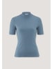 Hessnatur Hessnatur Mock-Neck Shirt Slim aus Bio-Baumwolle in kristallblau