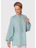 GOLDNER Kurzgröße:  Bluse Bluse mit plissierten Ärmeln in lagune