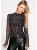 SASSYCLASSY Mesh Langarmshirt mit Leo-Print Set in Braun-Grau