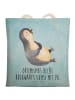 Mr. & Mrs. Panda Tote Bag Pinguin Lachen mit Spruch in Eisblau