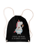 Mr. & Mrs. Panda Jutebeutel Einhorn Küche mit Spruch in Schwarz