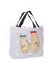 Mr. & Mrs. Panda Tote Bag Bären mit Blumenkranz ohne Spruch in Grau Pastell