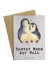 Mr. & Mrs. Panda Grußkarte Pinguin Bester Mann der Welt mit Spruch in Grau Pastell