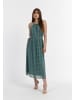 faina Damen Midikleid Aus Chiffon in Grün Weiss