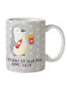 Mr. & Mrs. Panda Porzellantasse Pinguin Pommes mit Spruch in Grau Pastell
