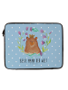 Mr. & Mrs. Panda Laptop Tasche Bär Königin mit Spruch in Blau Pastell