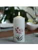 MARELIDA LED Kerze mit Orchideen Motiv Echtwachskerze 7x18,5cm weiß