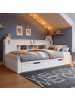 ABRIHOME Doppelbett in Weiß 140x200 cm mit Schubladen Regalen und Bettkasten 
