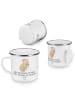 Mr. & Mrs. Panda Camping Emaille Tasse Capybara Wein mit Spruch in Weiß