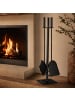 relaxdays 4tlg- Kaminbesteck in Schwarz