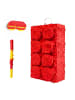 relaxdays 3-tlg. Pinata Set "Baustein" in Rot/ Gelb
