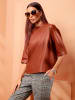 Heine Lederimitat-Bluse in rotbraun