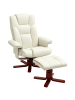 HOMCOM Relaxsessel mit Hocker in Cremeweiß 84L x 84B x 104H cm