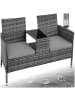 tectake Rattan Gartensitzbank Narbonne 131 x 59 x 82 cm, grau/hellgrau