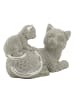 Mauro Ferretti Katze mit Welpe aus silbernem Kunstharz, 19 x 9 x 13 cm
