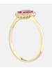 Vanlere Cluster-Ring aus 375 Gelbgold mit Zirkonia mit Rubin