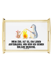 Mr. & Mrs. Panda Tablett Pinguin Lagerfeuer mit Spruch in Weiß