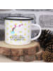 Mr. & Mrs. Panda Tasse Aus Emaille Einhorn Pupsen mit Spruch in Weiß