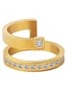 Adeliás Damen Edelstahl Ring mit funkelnden Similisteinen Ringweite 58 in gold