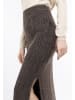 DreiMaster Vintage Damen Strick Midirock in Dunkelbraun