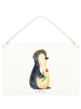 Mr. & Mrs. Panda Deko Schild Pinguin Blumen ohne Spruch in Weiß
