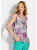 GOLDNER Kurzgröße:  Jersey-Top Sommertop mit Palmen-Muster in bunt / gemustert
