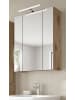 Inn.Furn Spiegelschrank Eiche Nox, Badschrank Spiegel 3-türig / 3D, 9 Fächer 60 x 70 cm