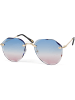 styleBREAKER Piloten Sonnenbrille in Gold / Blau-Rosa Verlauf