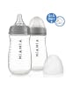 MiaMia PP-Flasche 2er Pack 260 ml + Silikon-Trinksauger in grau
