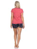 NORMANN Kurzarm Schlafanzug Pyjama Shorty Schmetterling Motiv - 85281 in rot