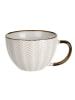 Siaki Collection Großer Becher für Kaffee oder Tee mit Untertasse in Beige, 11,6 x 7,6 x 15 cm