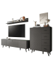 Inn.Furn Wohnwand grau matt 3-teilig 269 cm, Schrankwand mit Struktur