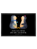 Mr. & Mrs. Panda Schmutzmatte Pinguin Pärchen mit Spruch in Schwarz