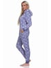 NORMANN Jumpsuit Schlafanzug Overall Coralfleece Tupfen Punkte in blau