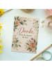 Mr. & Mrs. Panda Postkarte Blume warm Design mit Spruch in Weiß