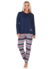 NORMANN Normann Damen langarm Schlafanzug Pyjama in wunderschöner Optik - 88767 in navy