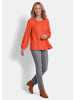 GOLDNER Satinbluse mit femininer Raffung in terrakotta
