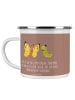 Mr. & Mrs. Panda Camping Emaille Tasse Scheidung Neuanfang mit S... in Braun Pastell