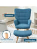 HOMCOM Ohrensessel mit Hocker-72L x 80B x 101H cm-Blau