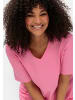 sheego V-Shirt in blumiges pink