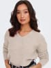 ONLY Warmer Strickpullover Stretch V-Ausschnitt Sweater ONLCAMILLA in Beige