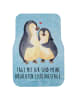 Mr. & Mrs. Panda Autoteppich Pinguin umarmen mit Spruch in Eisblau