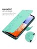 cadorabo Hülle für Samsung Galaxy A14 4G / 5G / M14 Blumen Design in Floral Türkis