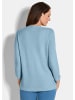 GOLDNER Strickpullover Eleganter Baumwollpullover, Halbarm in hellblau