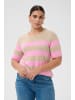 KAFFE curve Strickpullover KClizzy Regular fit in Feather Mel/ Pink Wide Stripe