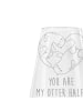 Mr. & Mrs. Panda Weißwein Glas Otter Herz mit Spruch in Transparent