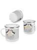 Mr. & Mrs. Panda Camping Emaille Tasse 1. Hochzeitstag Papierhoc... in Heather Grey