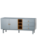home24 home24 Sideboard 180 cm (1er Set) - Blaugrau - MDF & Massivholz Buche - 180.0 x 75.0 x 40.0 cm in Blaugrau